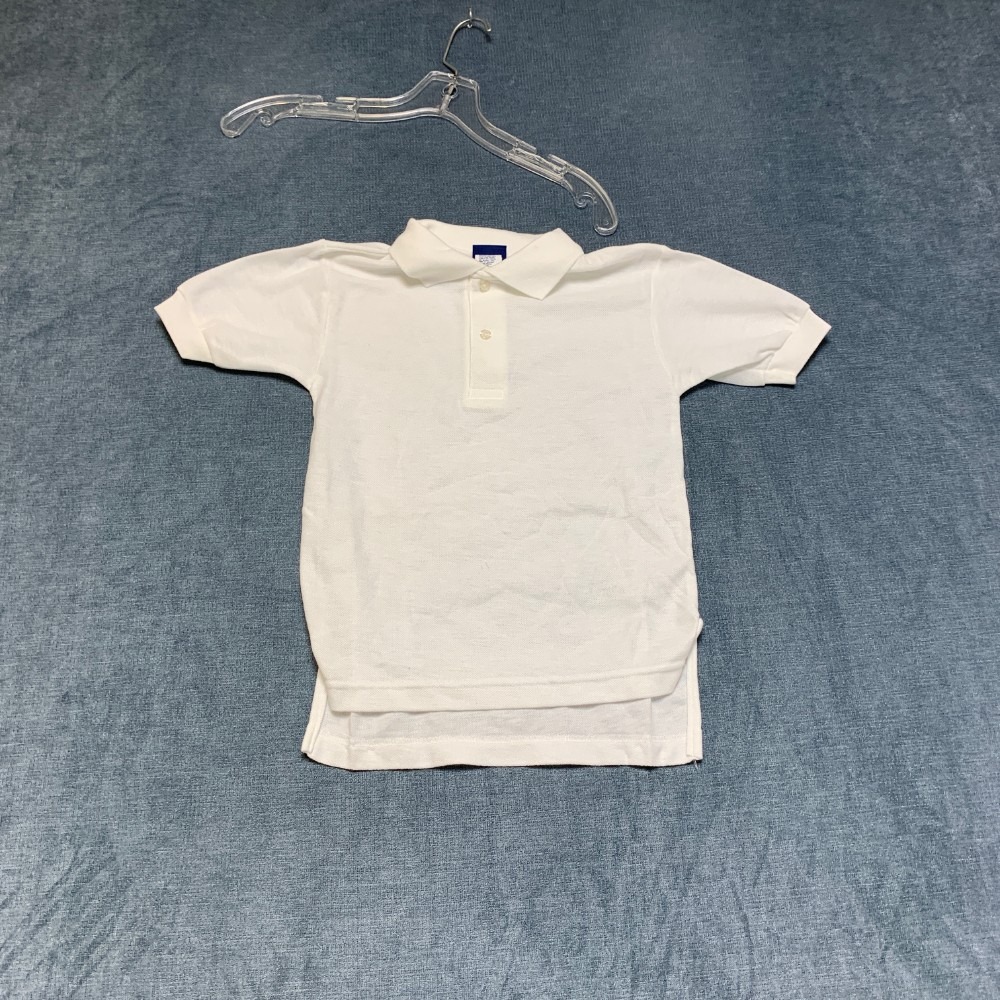 Vintage Le Tigre Polo Shirt Kids Small White Short Sleeve Hi Low Hem Made in USA